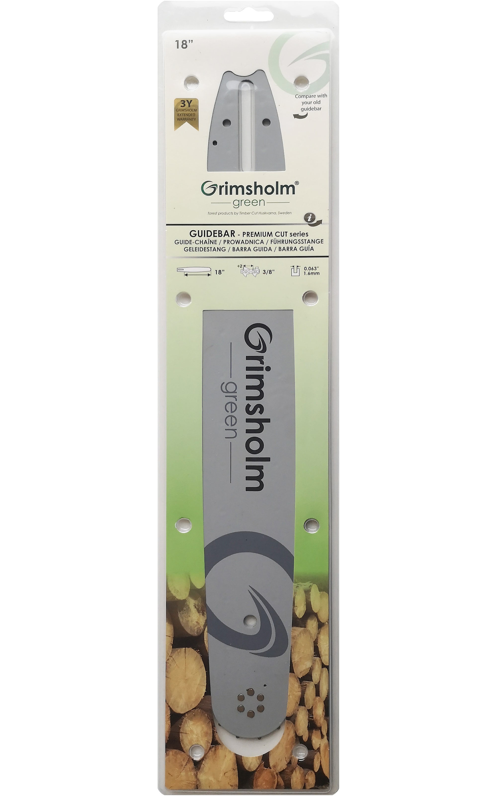 Grimsholm Guide bar Premium Cut 18" 3/8" .063"/1.6 (for Stihl)