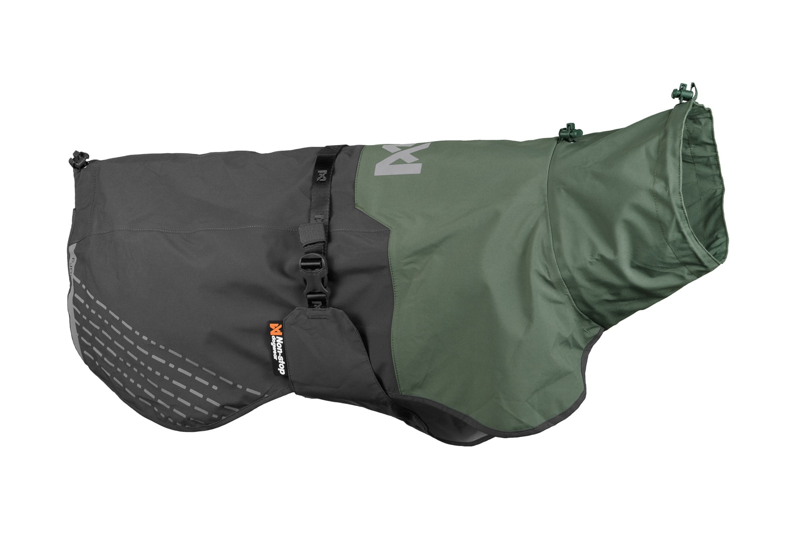 Non-Stop Dogwear Fjord Raincoat, Grey/Green, 65