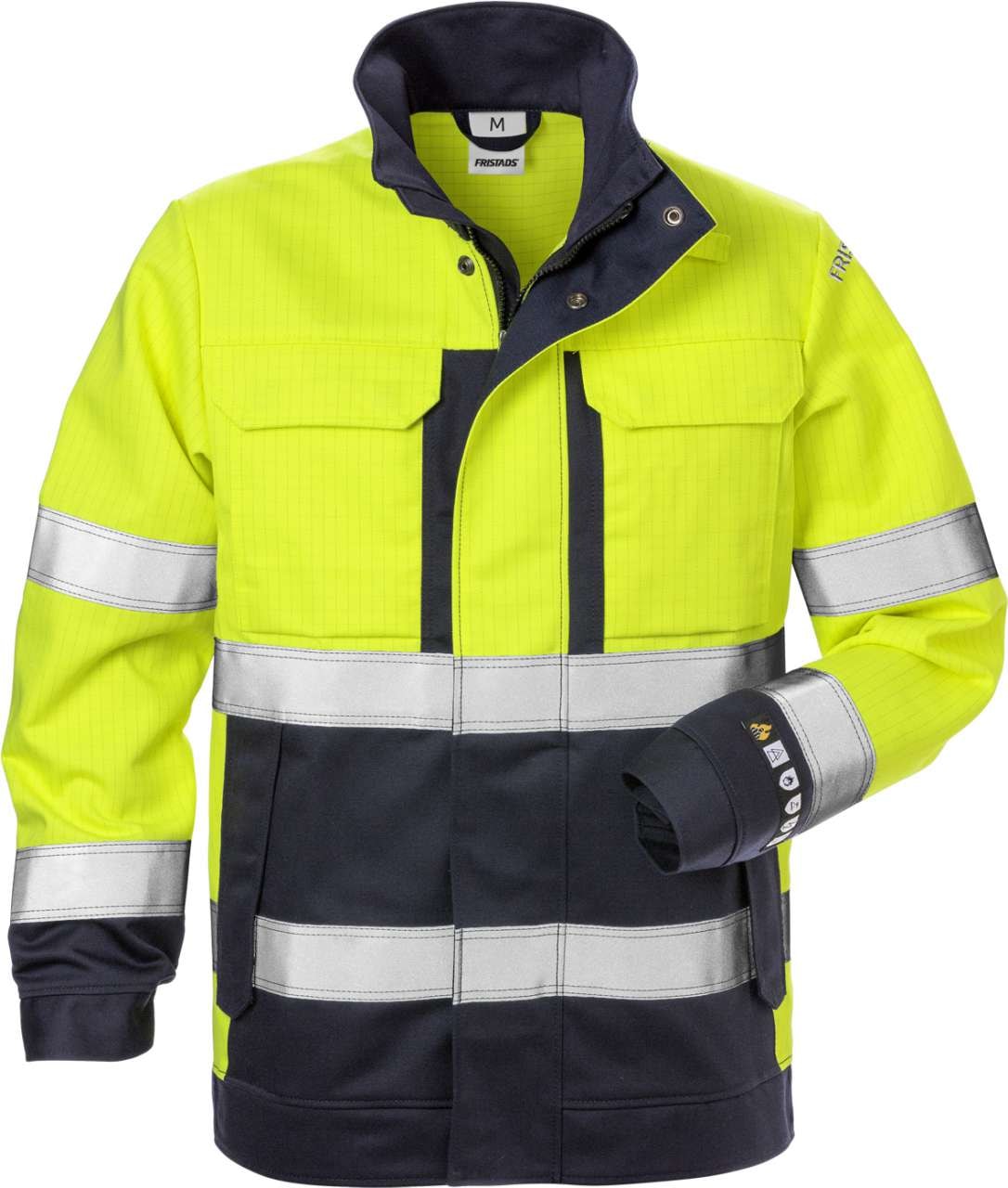 Fristads Flame jakke høy synlighet dame cl 3 4590 FLAM Hi-Vis Gul / Marineblå 3XL