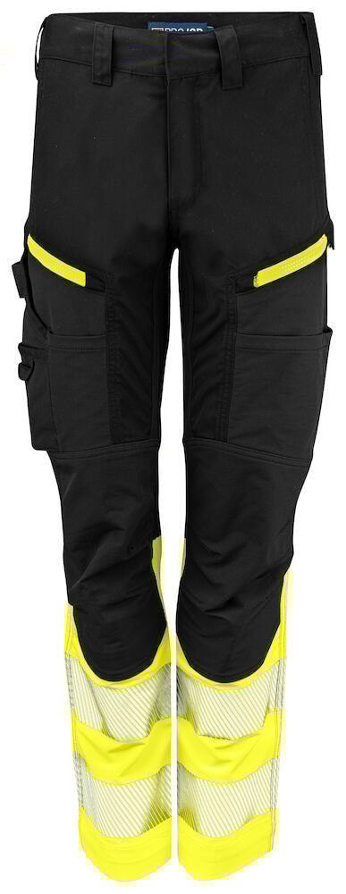 ProJob 6538 Naisten Stretchhousut En Iso 20471 Luokka 1 - Black/Yellow - C50