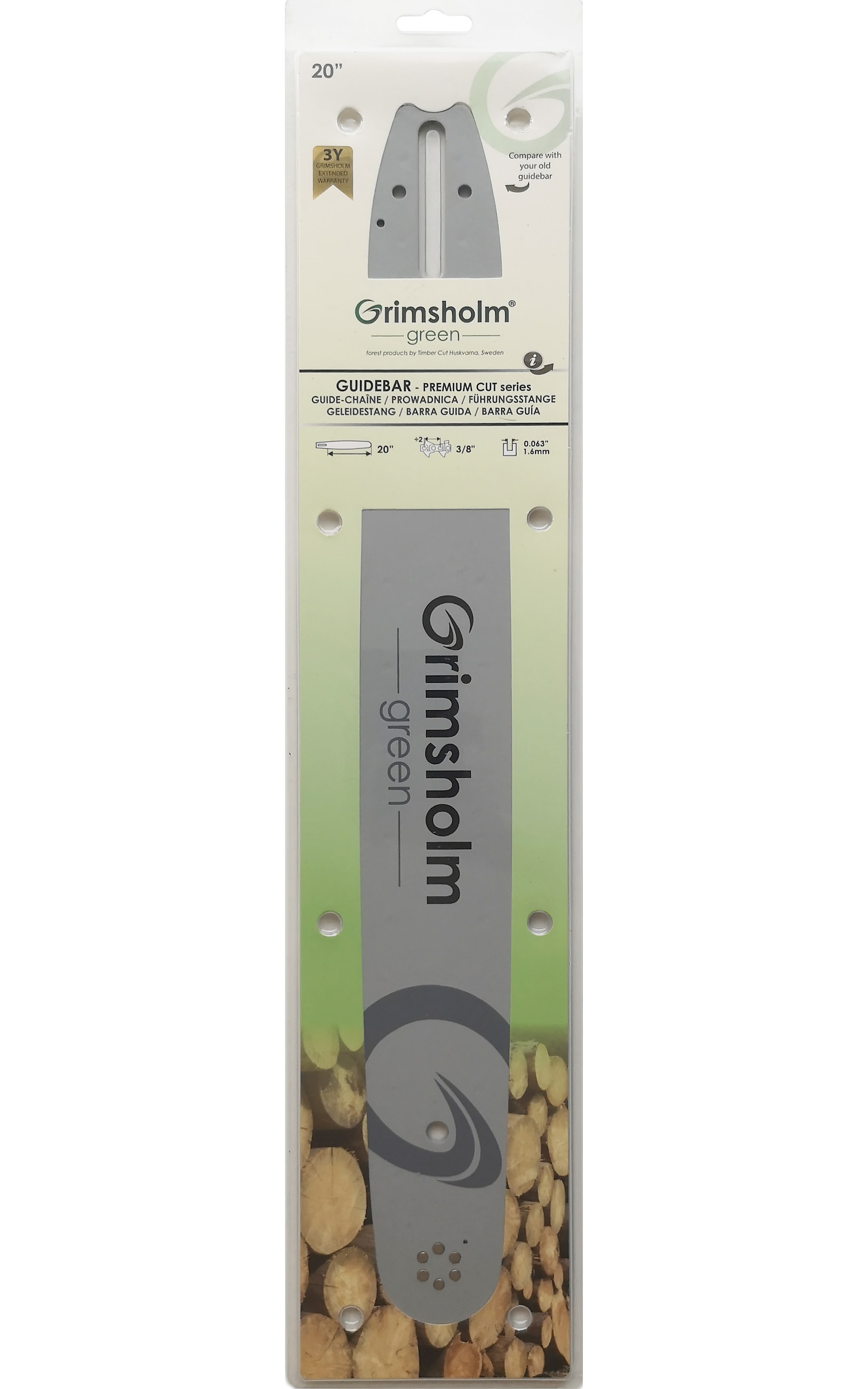 Grimsholm Guide bar Premium Cut 20" 3/8" .063"/1.6 (for Stihl)