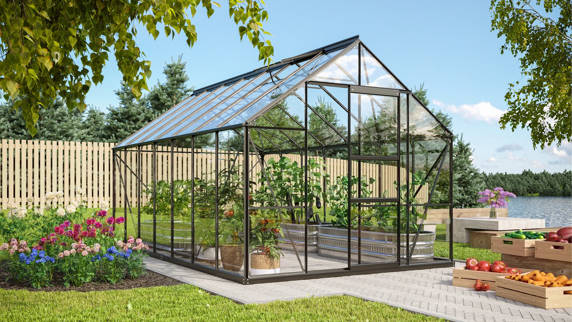 Vitavia Merkur 11500 Växthus - 11,5 m2 Svart 6mm Poly