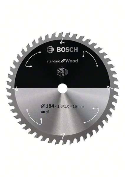 Bosch Standard for Wood -pyörösahanterä johdottomiin sahoihin 184 x 1,6 / 1 x 16 T48