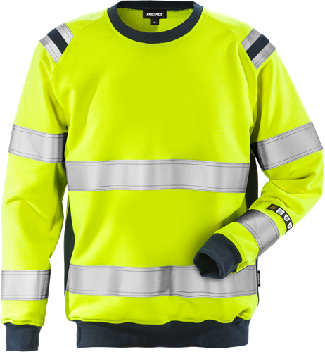 Fristads Flamestat høy synlighet genser cl 3 7076 SFLH Hi-Vis Gul / Marineblå 3XL