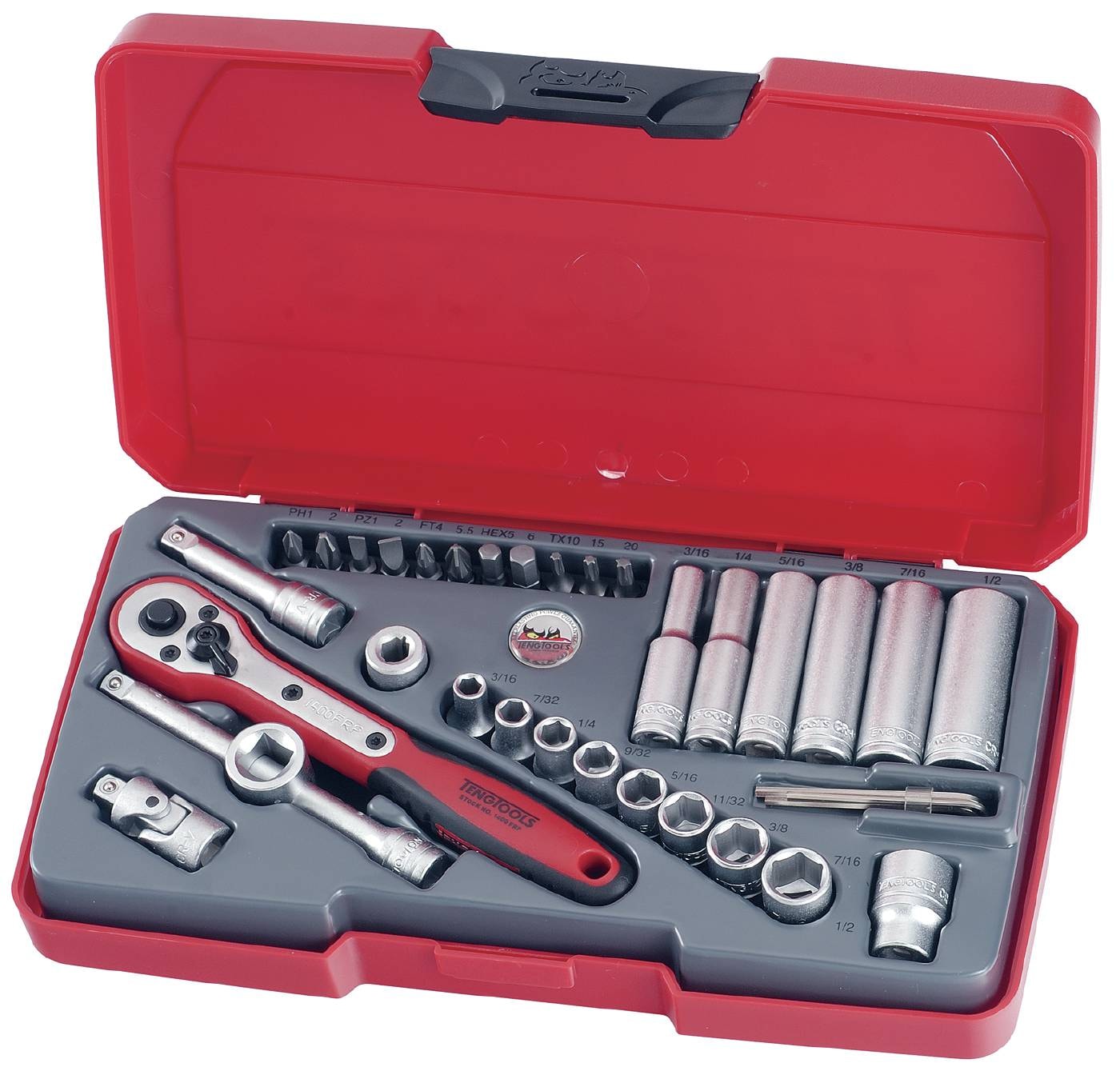Teng Tools Hylsyavainsarja. Nelikulmainen 1/4\"-kiinnitys T1435AF