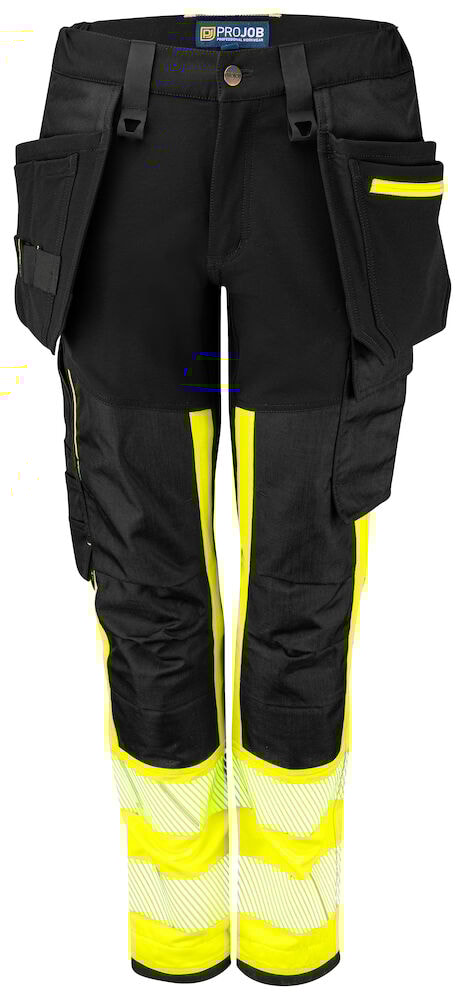 ProJob 6543 Håndverksbukse Stretch Dame En Iso 20471 Klasse 1 - Black/Yellow - C40