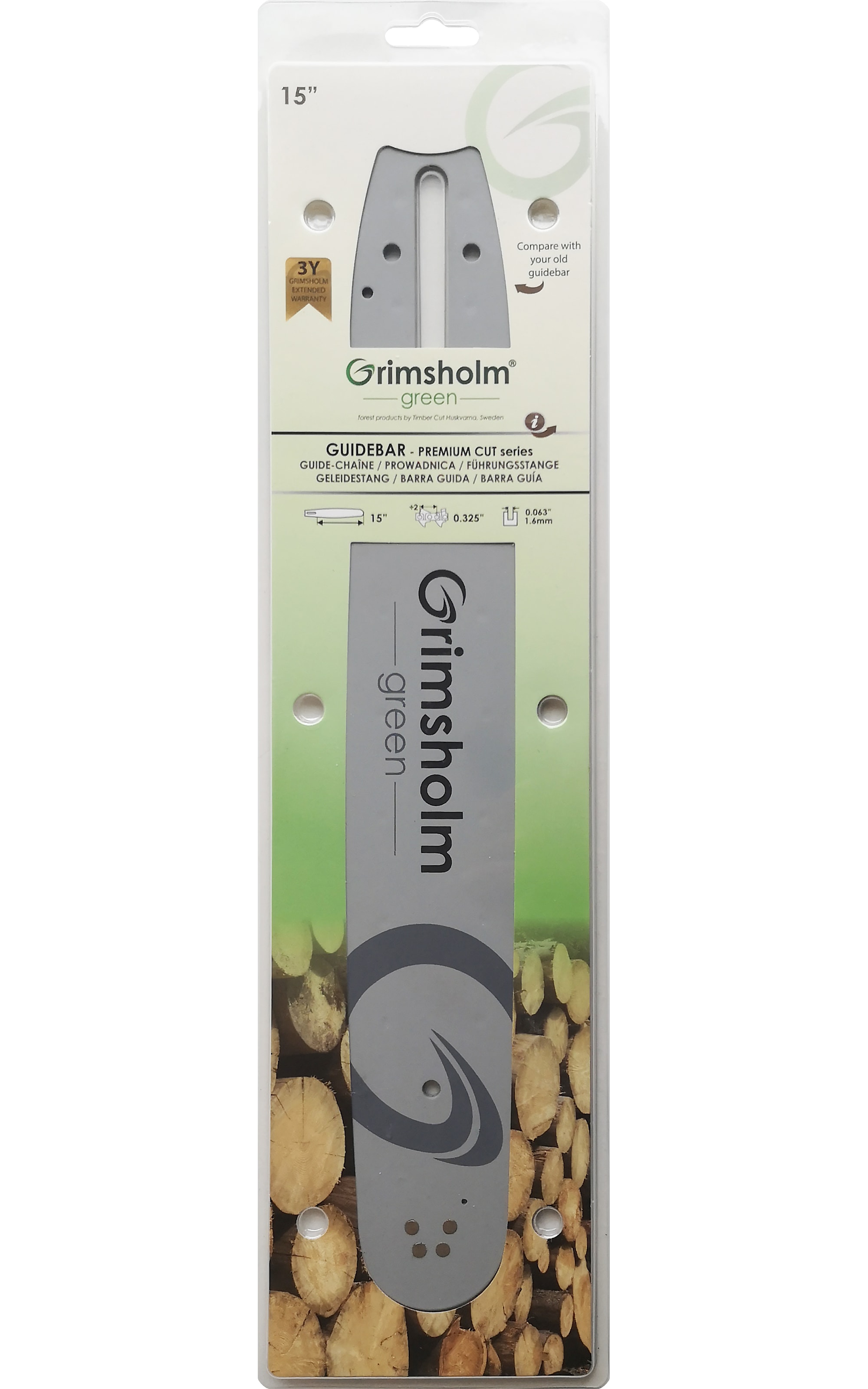 Grimsholm Guide bar Premium Cut 15" .325" .063"/1.6 (for Stihl)