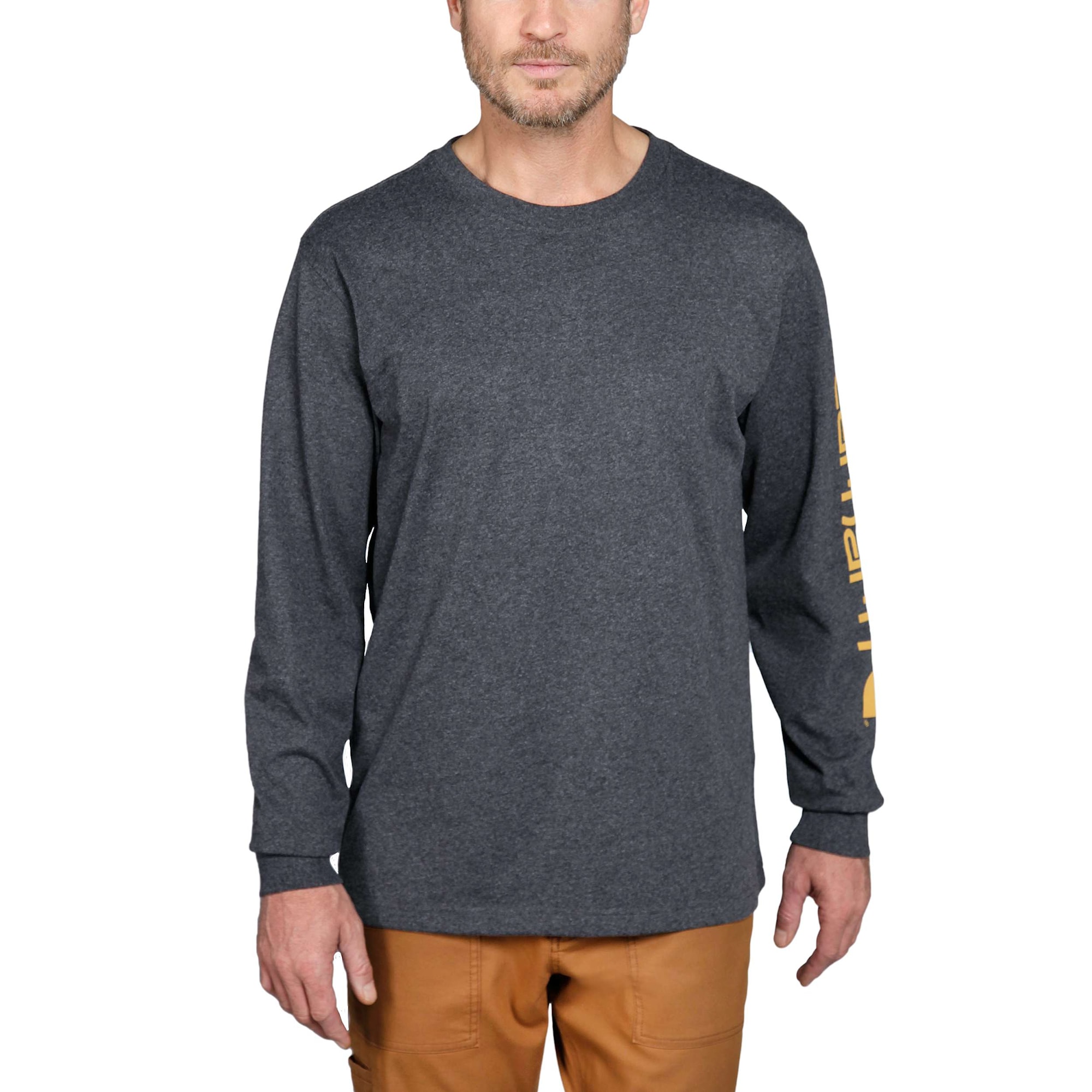 Carhartt Sleeve logo l/s T-shirt , Herr, Carbon heather, XXL