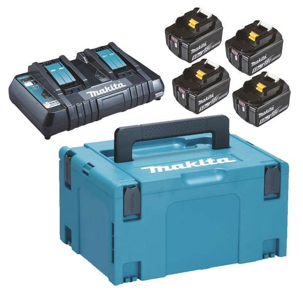 Makita Akkupaketti 18V: 4x5,0 Ah BL1850B + kaksoislaturi DC18RD, MakPac