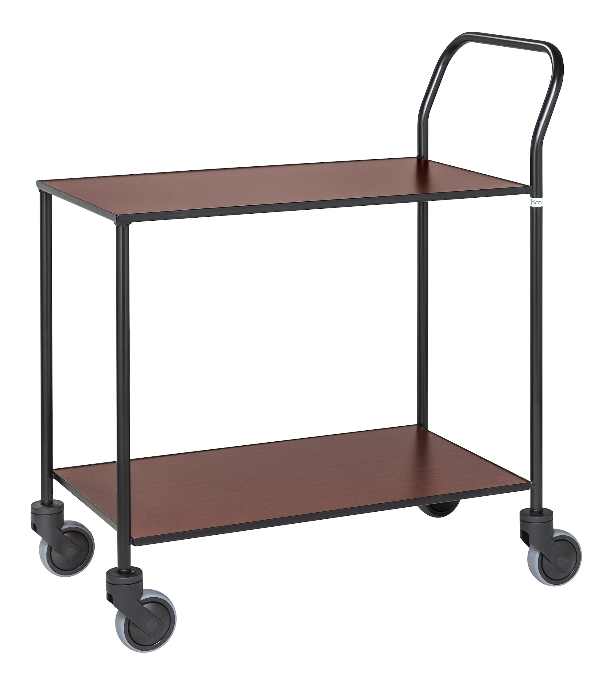 Kongamek sort/mahogni designvogn 2 hylder, fuldsvejset KM872-MAB