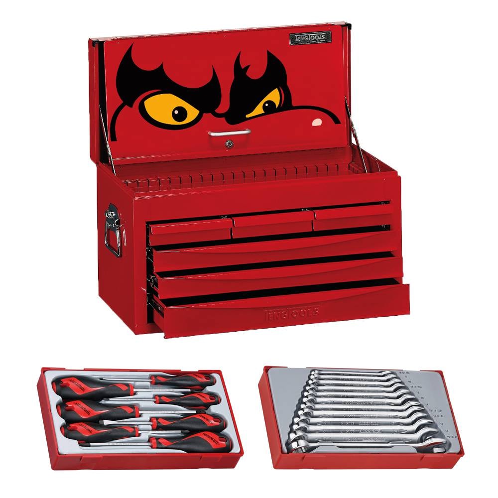 Teng Tools Överskåp TC820SV Start med 7 lådor och 19 verktyg, röd