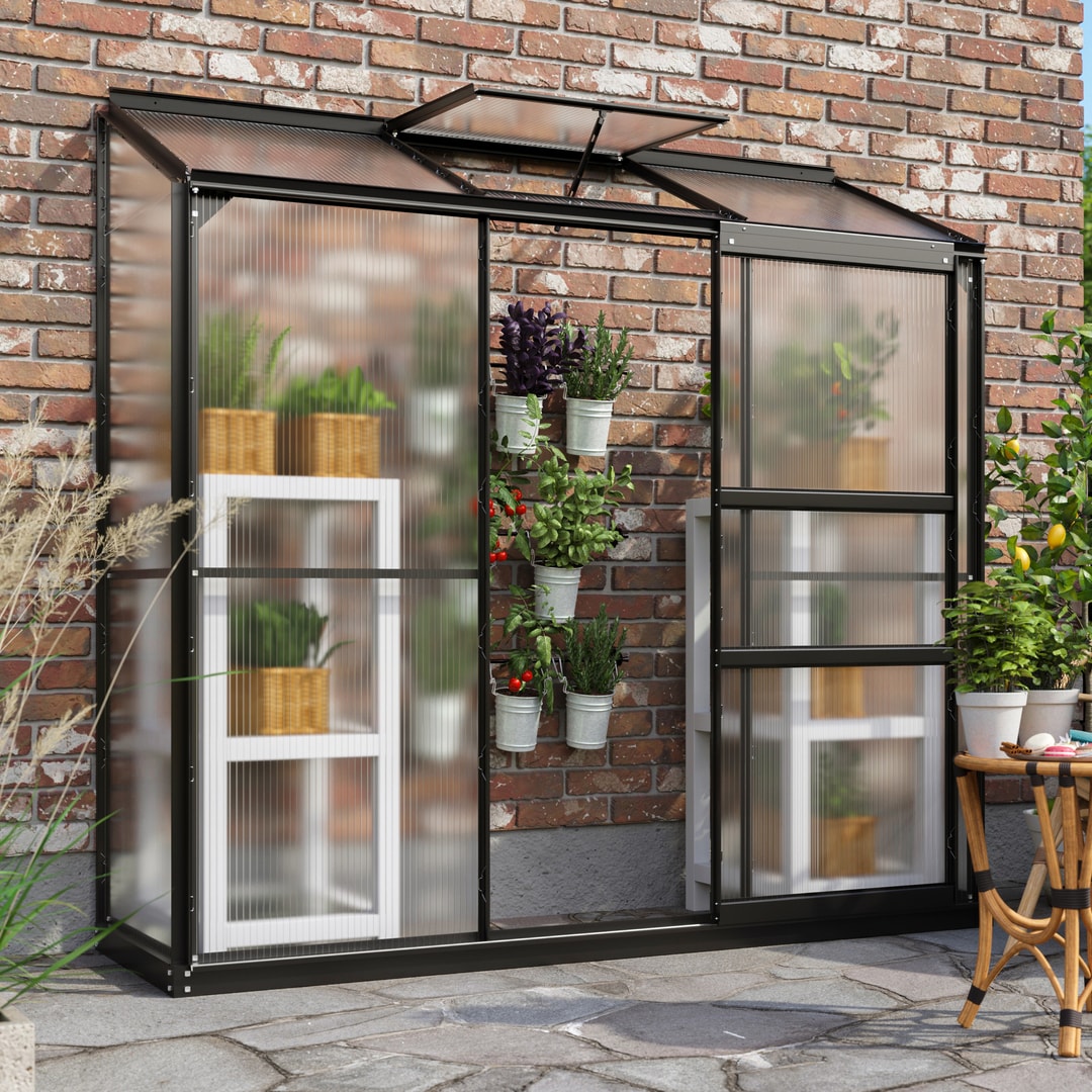 Vitavia Ida 1300 Växthus - 1,3 m2 Svart 4mm Poly / Polytak