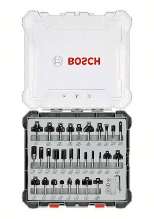 Bosch Bitsæt til fræsejern, 30 dele, blandet, skaft på 6 mm