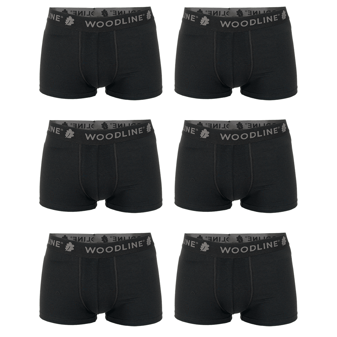 Woodline boxershorts, sort, 6-pak