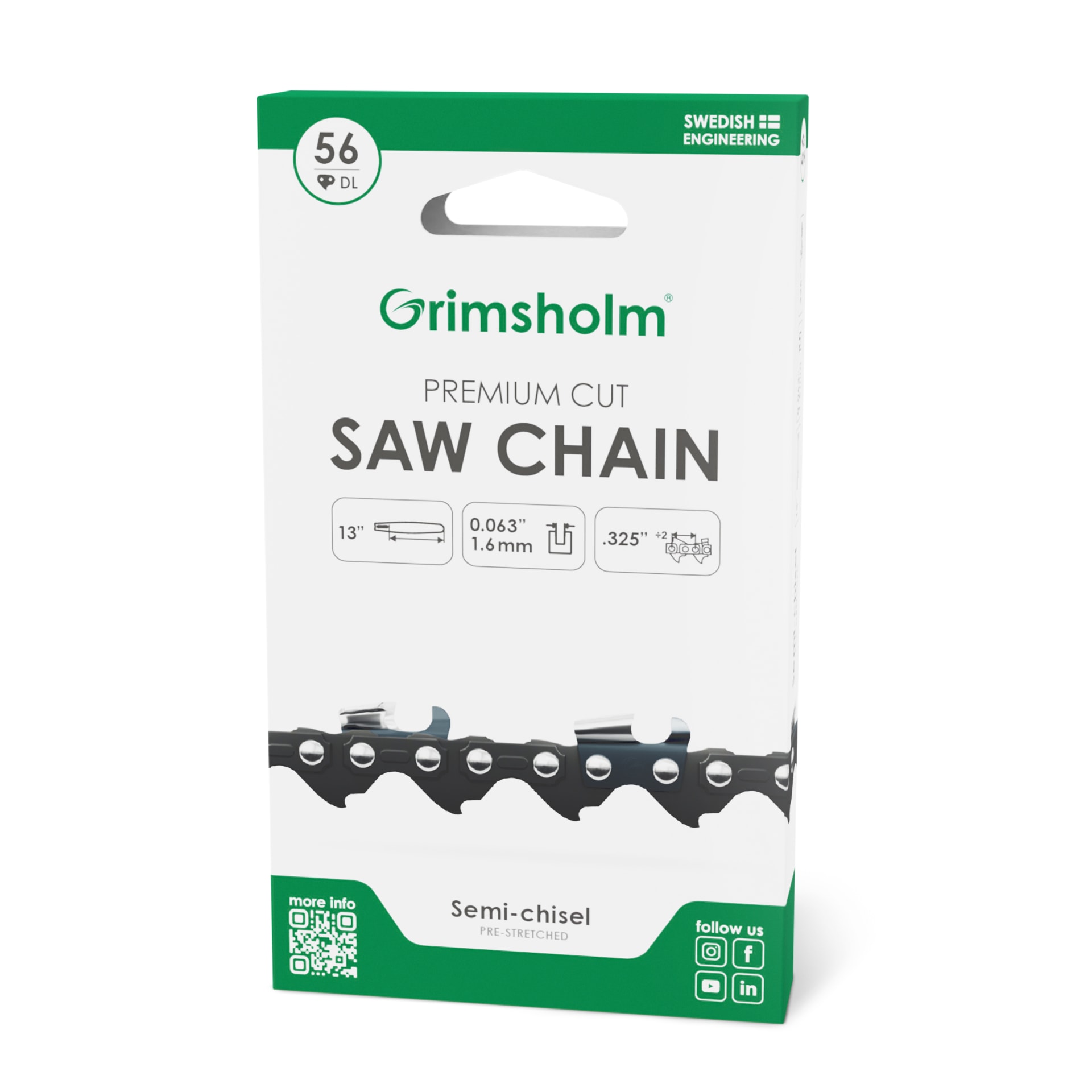 Grimsholm Saw chain Premium Cut 56 DL, .325" .063"/1.6mm