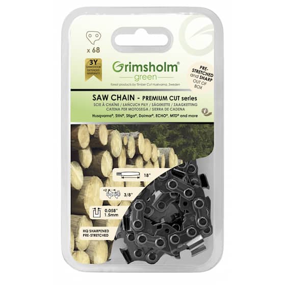 Grimsholm 18" 68vl 3/8" 1.5mm Premium Cut Moottorisahan Teräketju