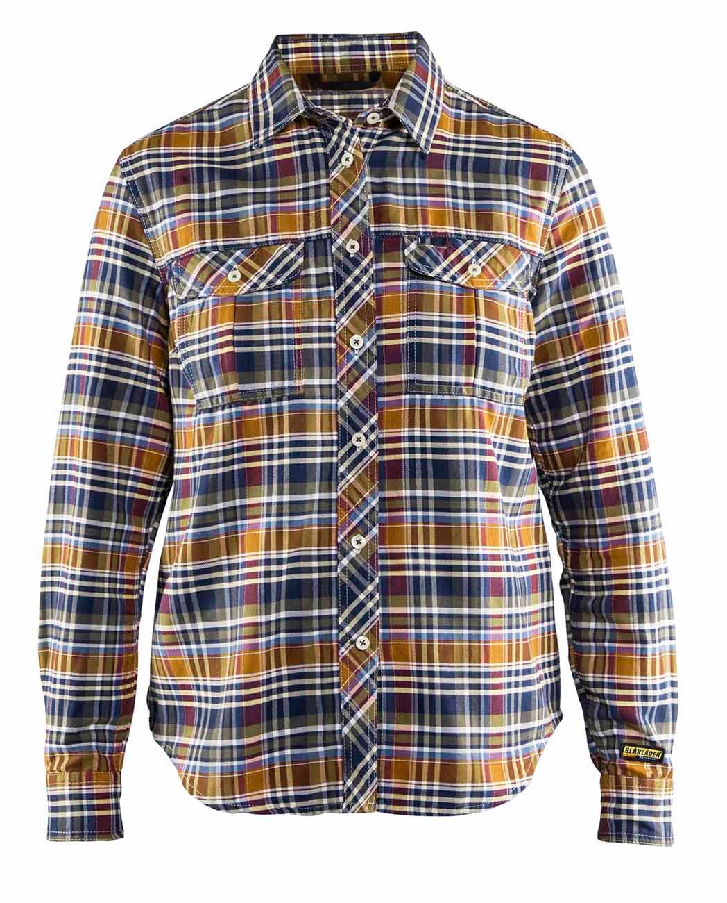 Blåkläder Dame Flannel Skjorte - Marineblå/Orange - XS