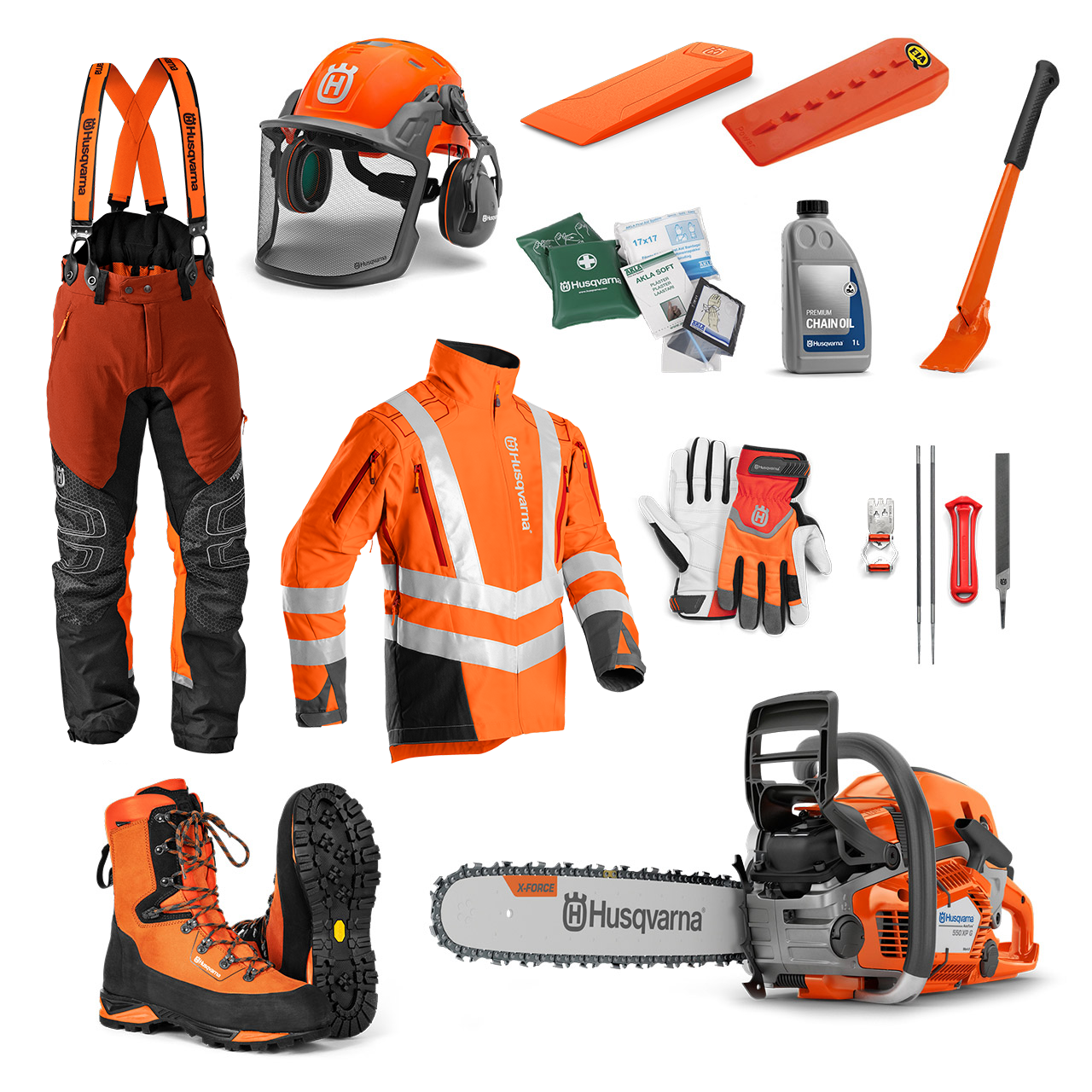 Husqvarna 550 XPG Aloittelevan Moottorisahankäyttäjän Premiumpaketti