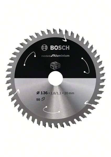 Bosch Standard for Aluminium-sirkelsagblad for batteridrevne sager 136x1,6/1,1x20 T50