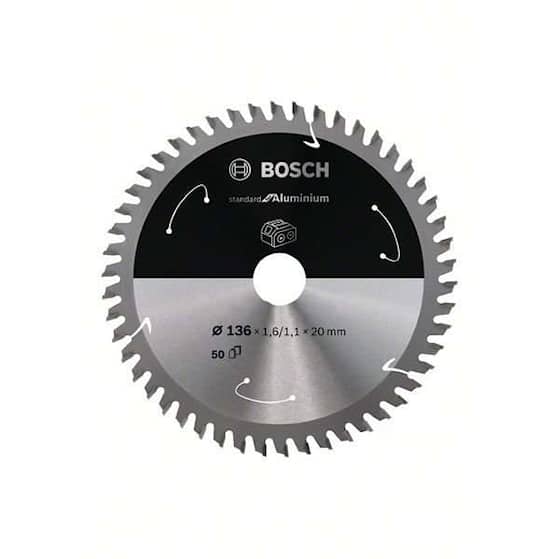 Bosch Standard for Aluminium-rundsavklinge til batteridrevne save 136x1,6/1,1x20 T50