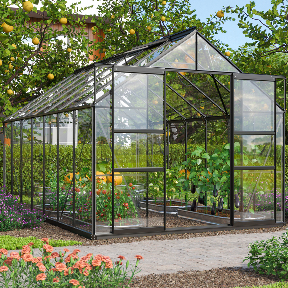 Vitavia Mars 11500 Växthus Härdat glas Svart - 11,5 m2 med sockel