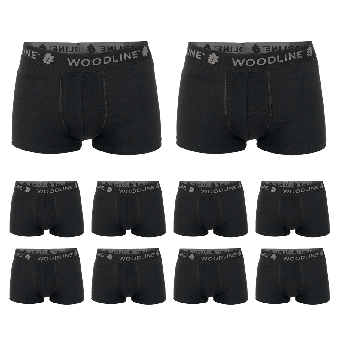 Woodline boxershorts, sort, 10-pak