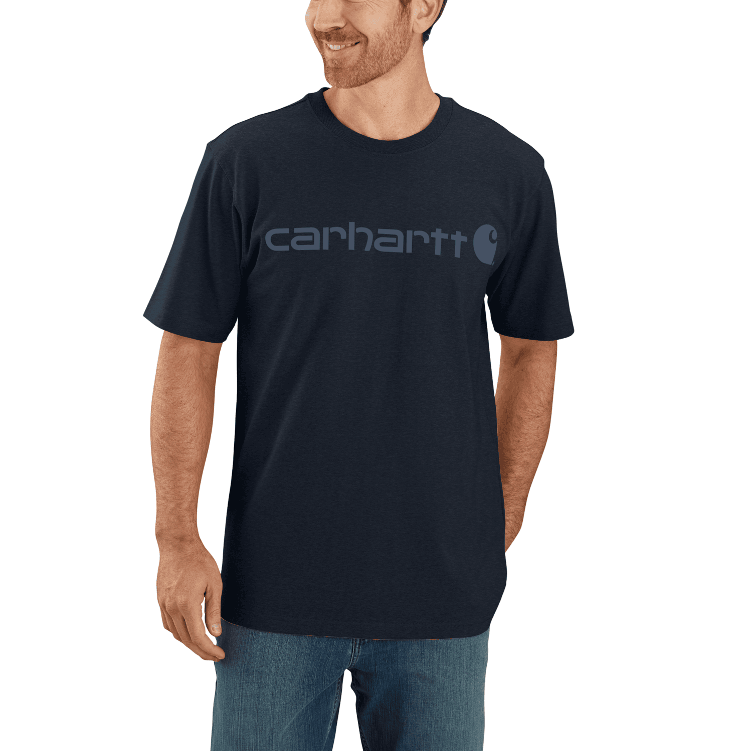 Carhartt Dearborn Relaxed Logo T-Shirt Herr Navy/Dark Blue 2XL