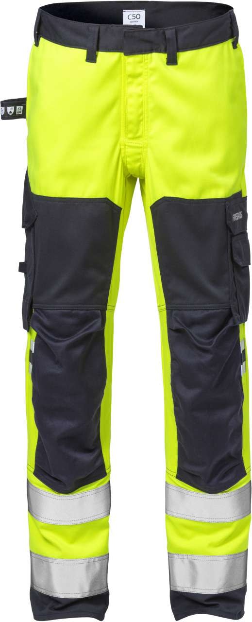 Fristads Flamestat stretchbukser høy synlighet, klasse 2 2161 ATHF Hi-Vis Gul / Marineblå D116