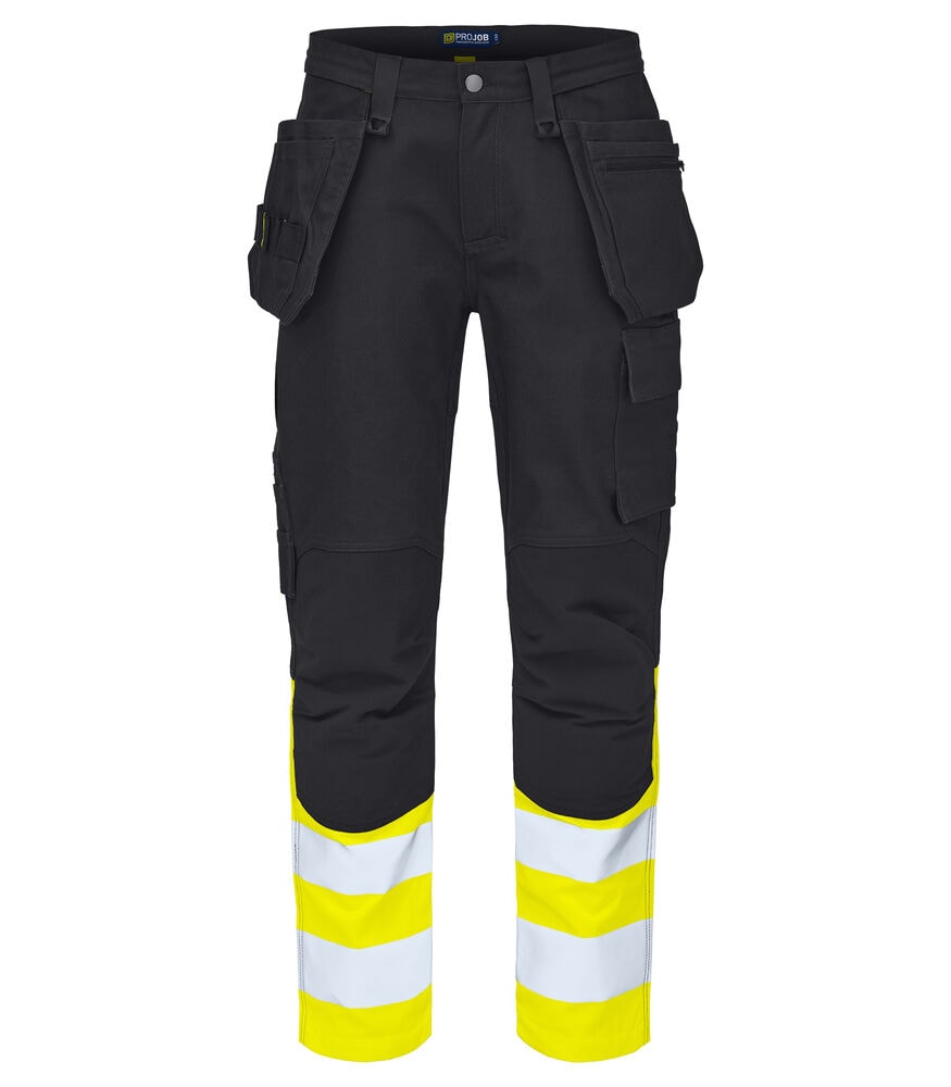 ProJob 6560 Håndverksbukse En Iso 20471 Klasse 1 - Black/Yellow - C54