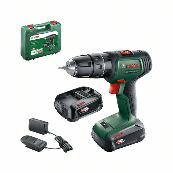 Bosch DIY Iskuporakone UniversalImpact 18V, 2x1,5Ah akkua ja laturi