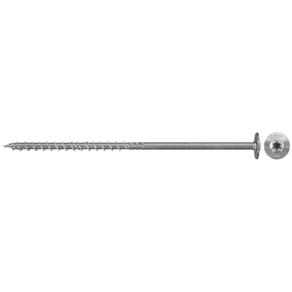 Fischer 6,0 x 80 udendørs konstruktionsskrue skivehoved rustfri A2 TX40 200 stk.