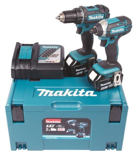 Makita Verktygssats DLX2127MJ 18V 2st maskiner 2st 4 Ah batterier & laddare i MAKPAC
