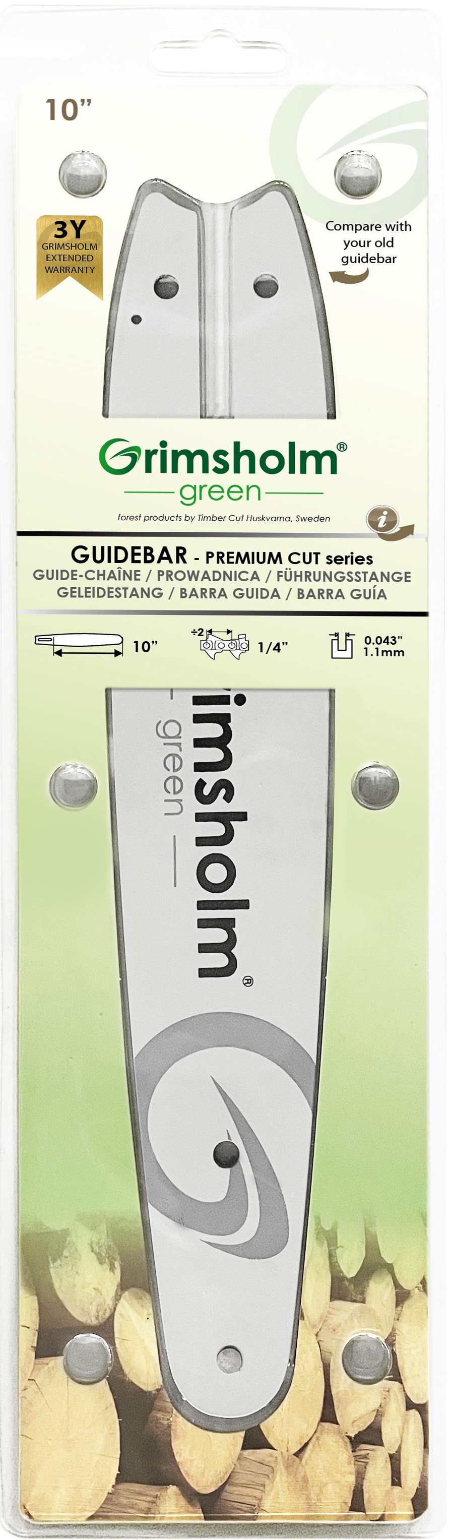 Grimsholm Guide bar Premium Cut 10" 1/4" .043"/1.1mm (for Stihl)