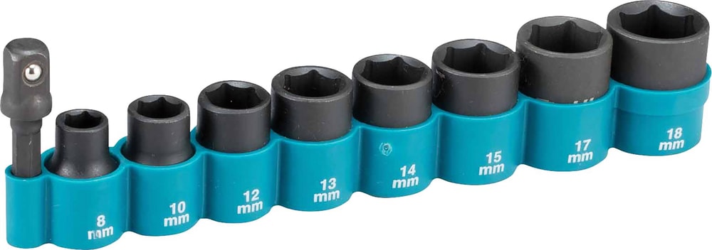 Makita Voimahylsysarja 3/8″, 8–18 mm, 6-kulmainen, 9 osaa