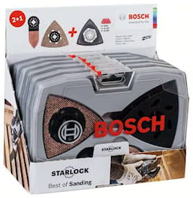 Bosch Starlock-slibesæt AVZ 93 G; AVZ 90 RT6; AVZ 32 RT4; Wood & Paint sandpapir (3x)