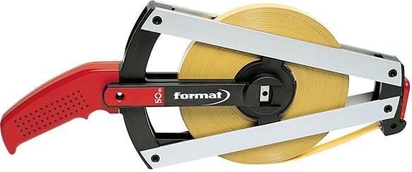 Format Stålmåttband i ram, polyamid, gult, 50m EG2