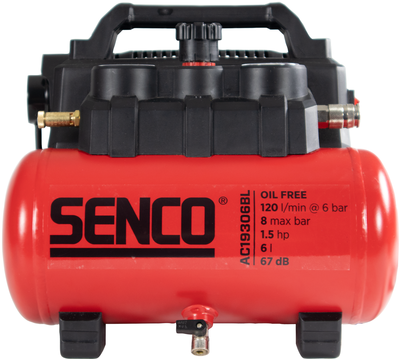Senco Kompressor AC19306BL 8bar 6l oljefri, ljudisolerad