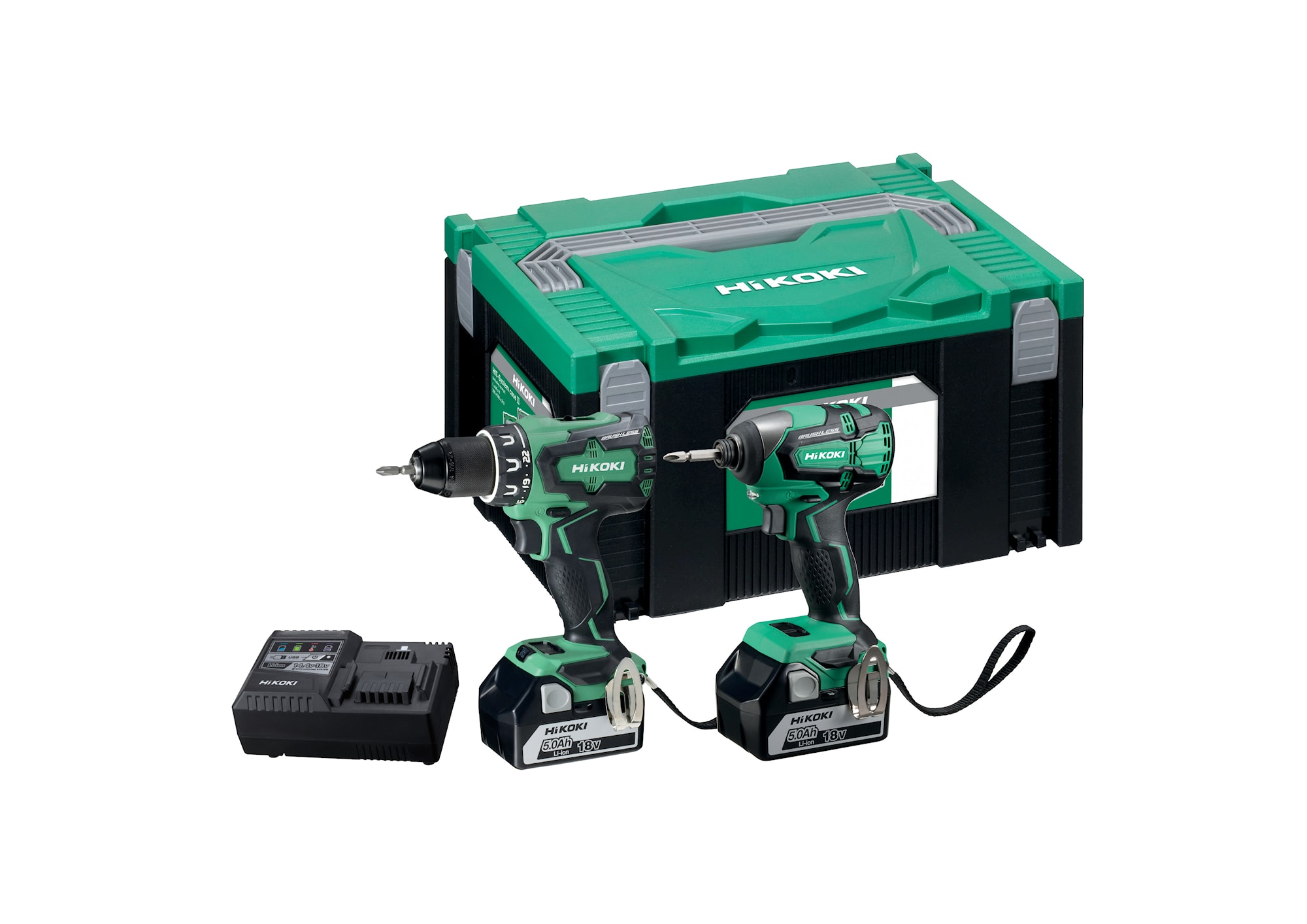 Hikoki Tool kit KC18DBSL 18V, DS18DBSL / WH18DBSL + HSC3 med 2 stk. 5Ah batterier og lader