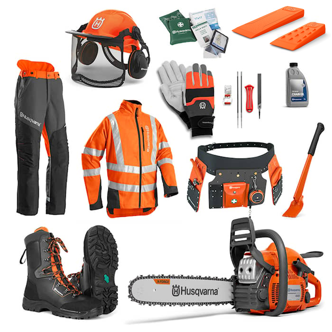 Husqvarna 445e II Triobrake Aloittelevan Moottorisahankäyttäjän Pluspaketti