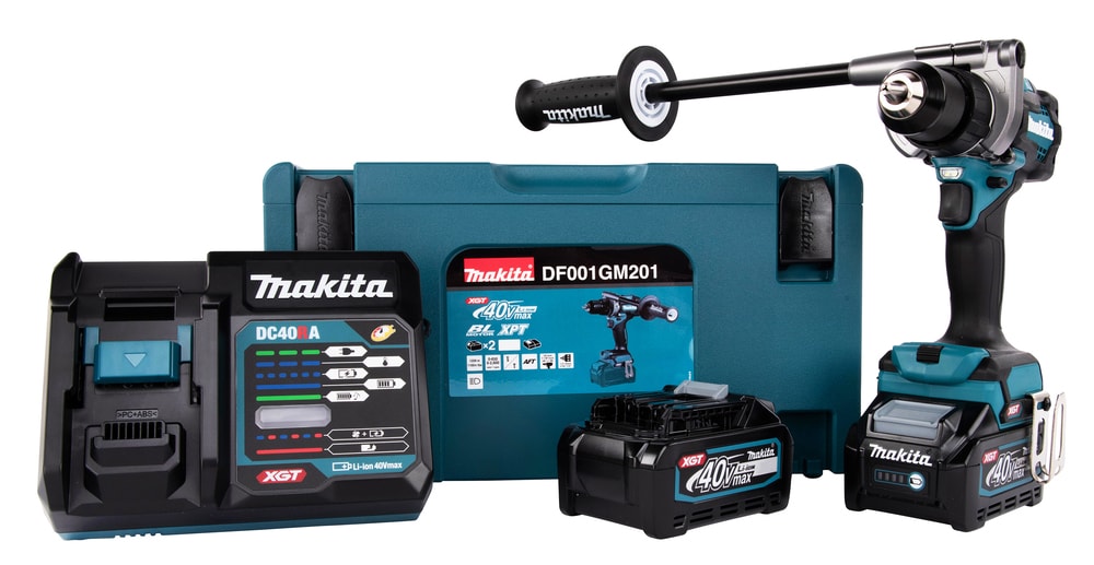 Makita Borrskruvdragare DF001GM201 40V 2x 4 Ah batterier, snabbladdare  i MAKPAC