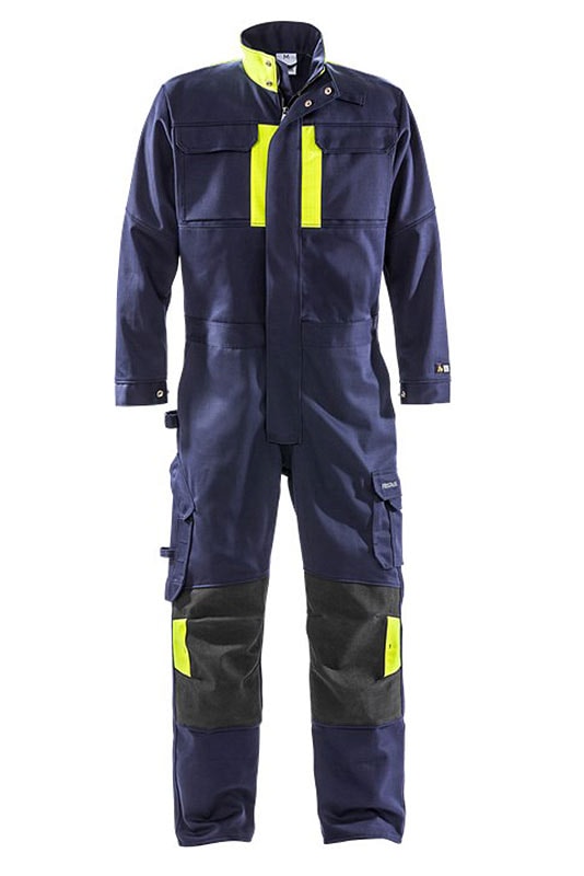 Fristads Kjeledress for flammesveising 8044 WEL Marineblå / Hi-Vis Gul 4XL