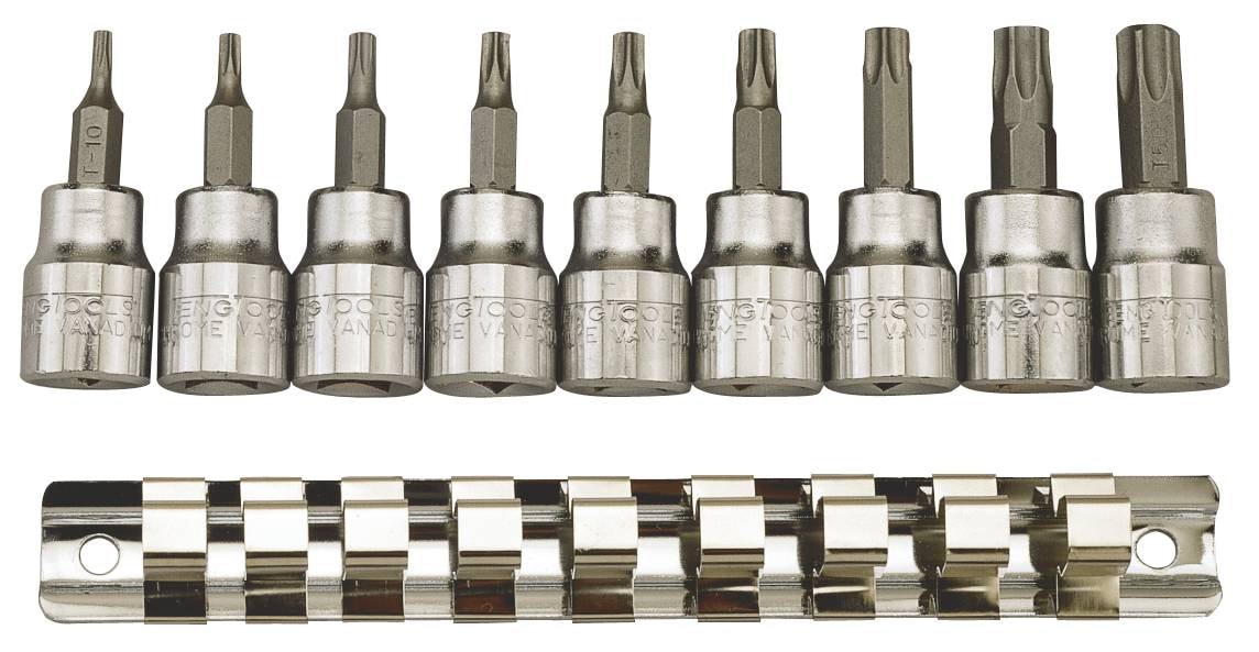 Teng Tools TX-hylsyjä sarjana. Nelikulmainen 3/8\"-kiinnitys. M3813TX