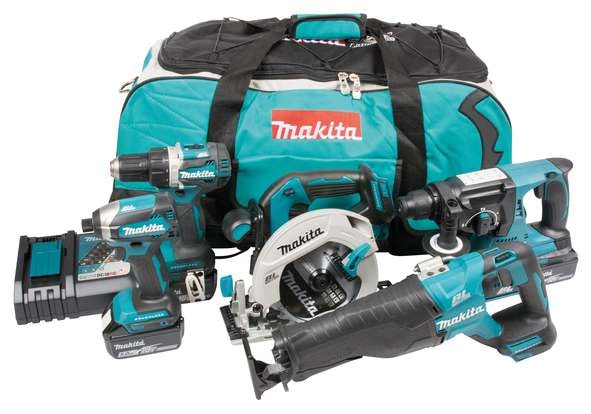 Makita Verktygssats DLX5032T 18V 5st maskiner 3st 5 Ah BL1850B batterier & laddare i väska