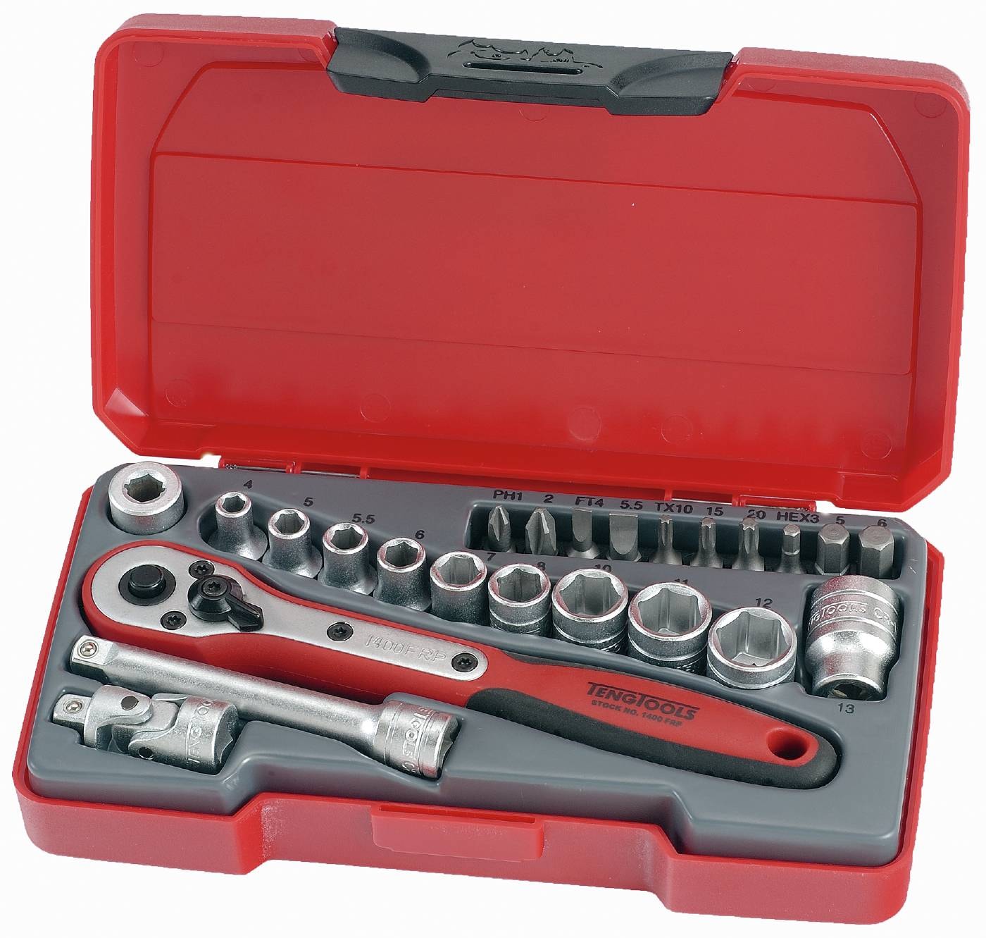 Teng Tools Hylsyavainsarja, nelikulmainen 1/4\"-kiinnitys T1424
