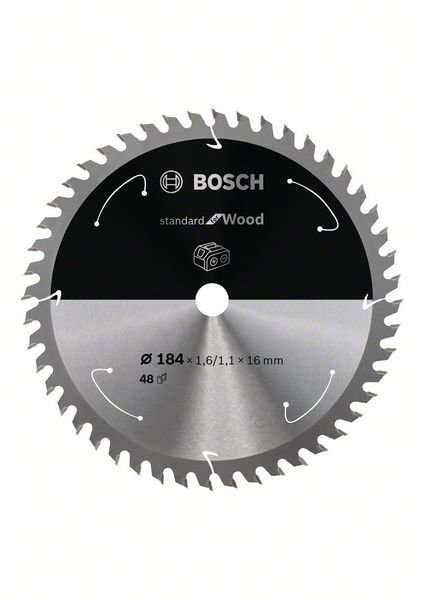 Bosch Sägeblatt Standard für Holz 184x1,6/1,1x16mm 48Z