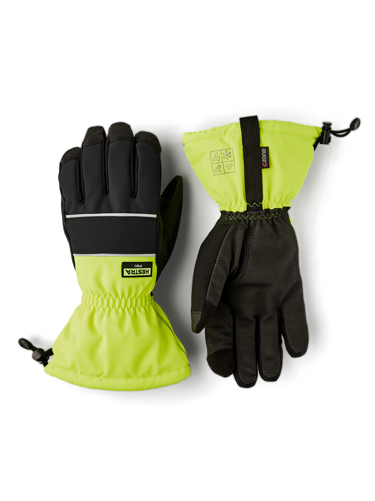 HestraJob Alba CZone Winter Glove - Black/Yellow high viz - 9