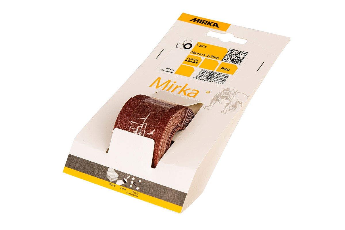 Mirka Slippappersrulle Standard 38mmx2,5m P180 Röd