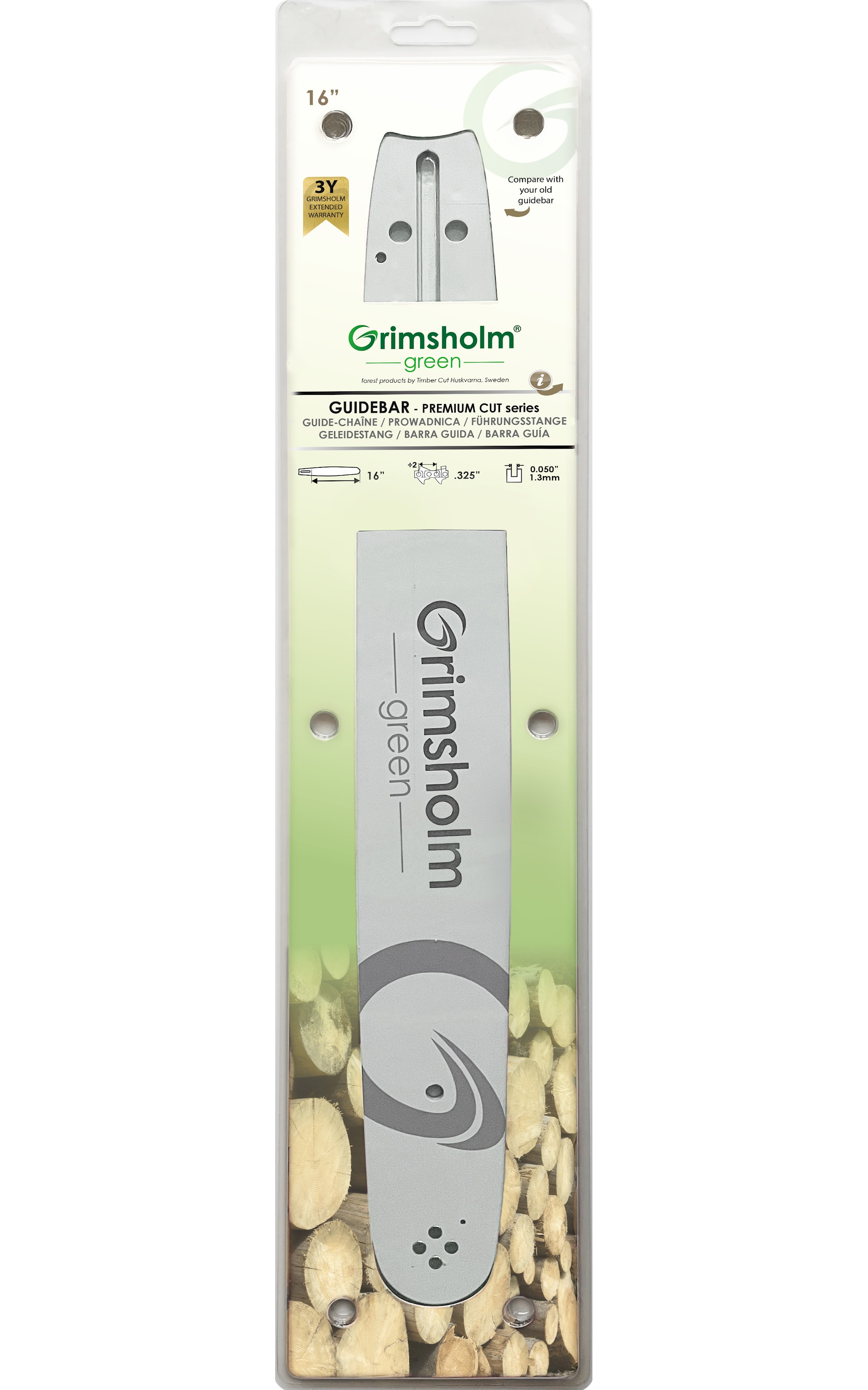 Grimsholm 16" .325" 1.3mm Premium Cut Motorsågssvärd