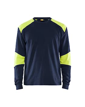 Blåkläder 3457-1761 Flamskyddad långärmad t-shirt Marinblå/Varselgul 4XL