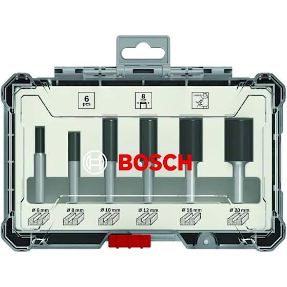 Bosch Fræserjernssæt, 6 dele, holder til notfræser på 1/4"
